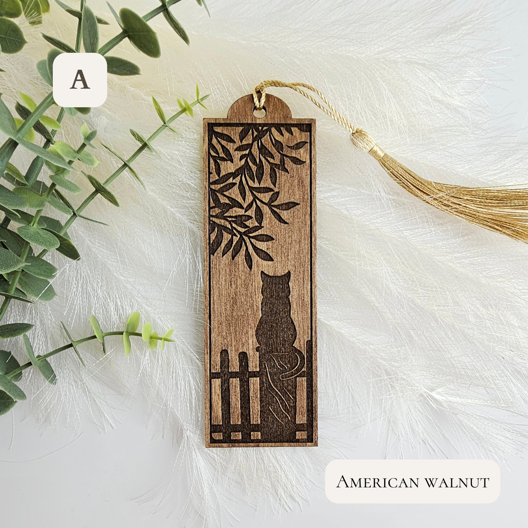Personalised Wooden Cat Bookmark – Unique Handmade Gift for Readers