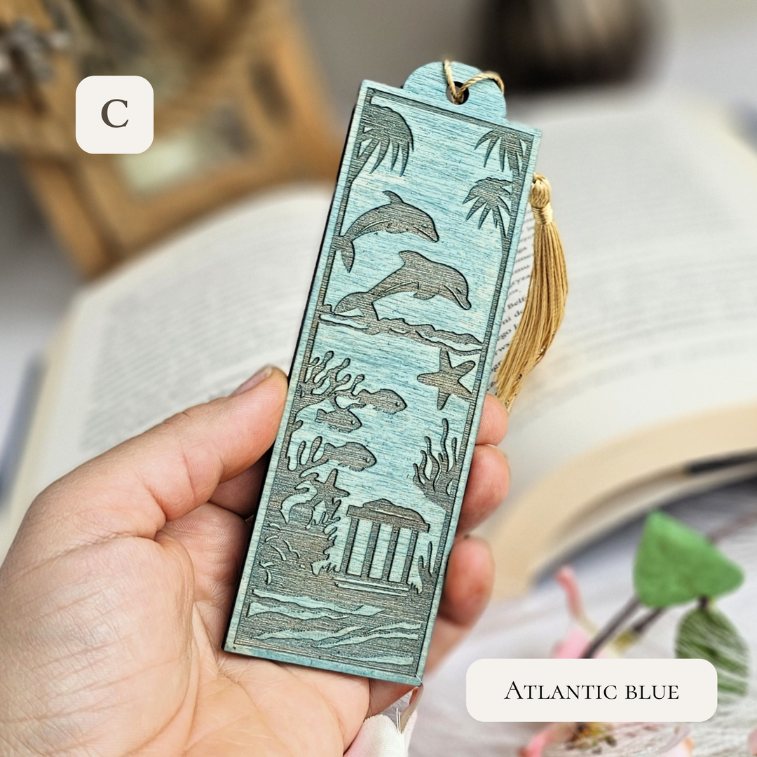 Personalised Sea Animals Wooden Bookmark - Engraved Ocean Bookmark Gift for Book Lovers