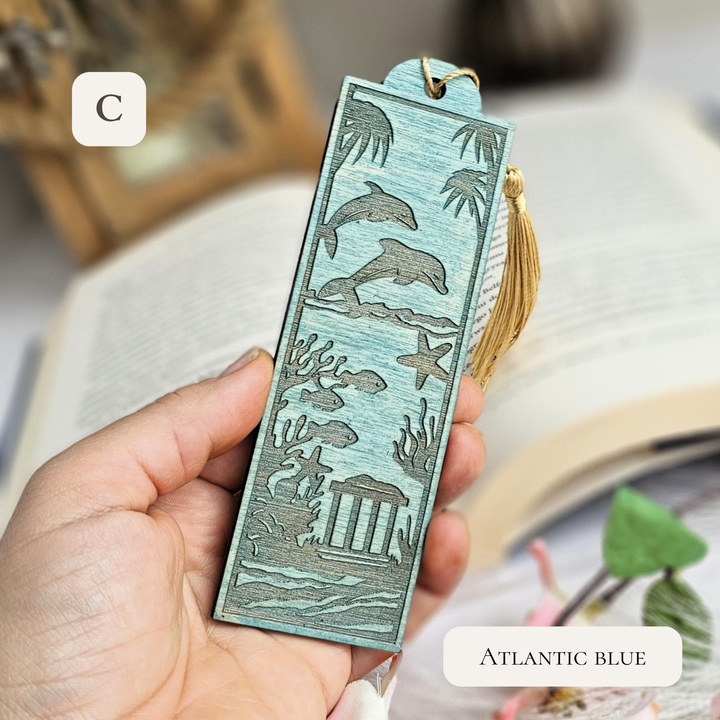 Personalised Sea Animals Wooden Bookmark - Engraved Ocean Bookmark Gift for Book Lovers
