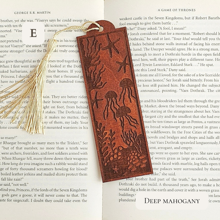 Personalised Sea Animals Wooden Bookmark - Engraved Ocean Bookmark Gift for Book Lovers
