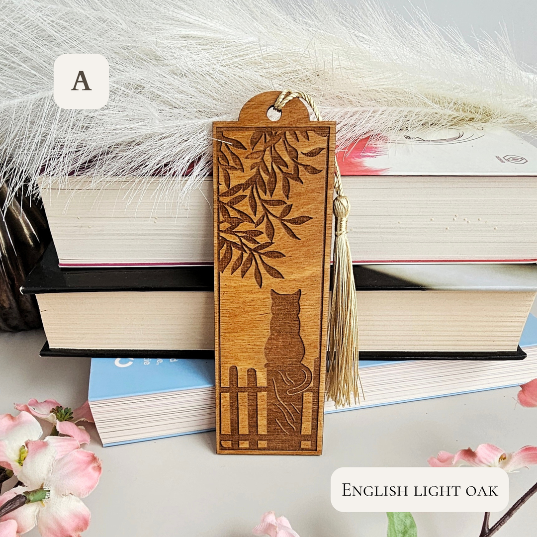 Personalised Wooden Cat Bookmark – Unique Handmade Gift for Readers
