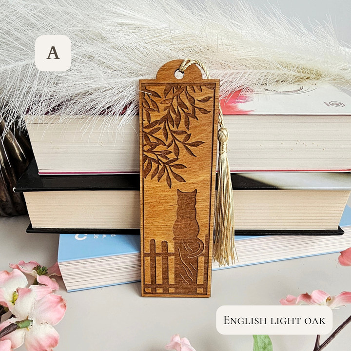 Personalised Wooden Cat Bookmark – Unique Handmade Gift for Readers