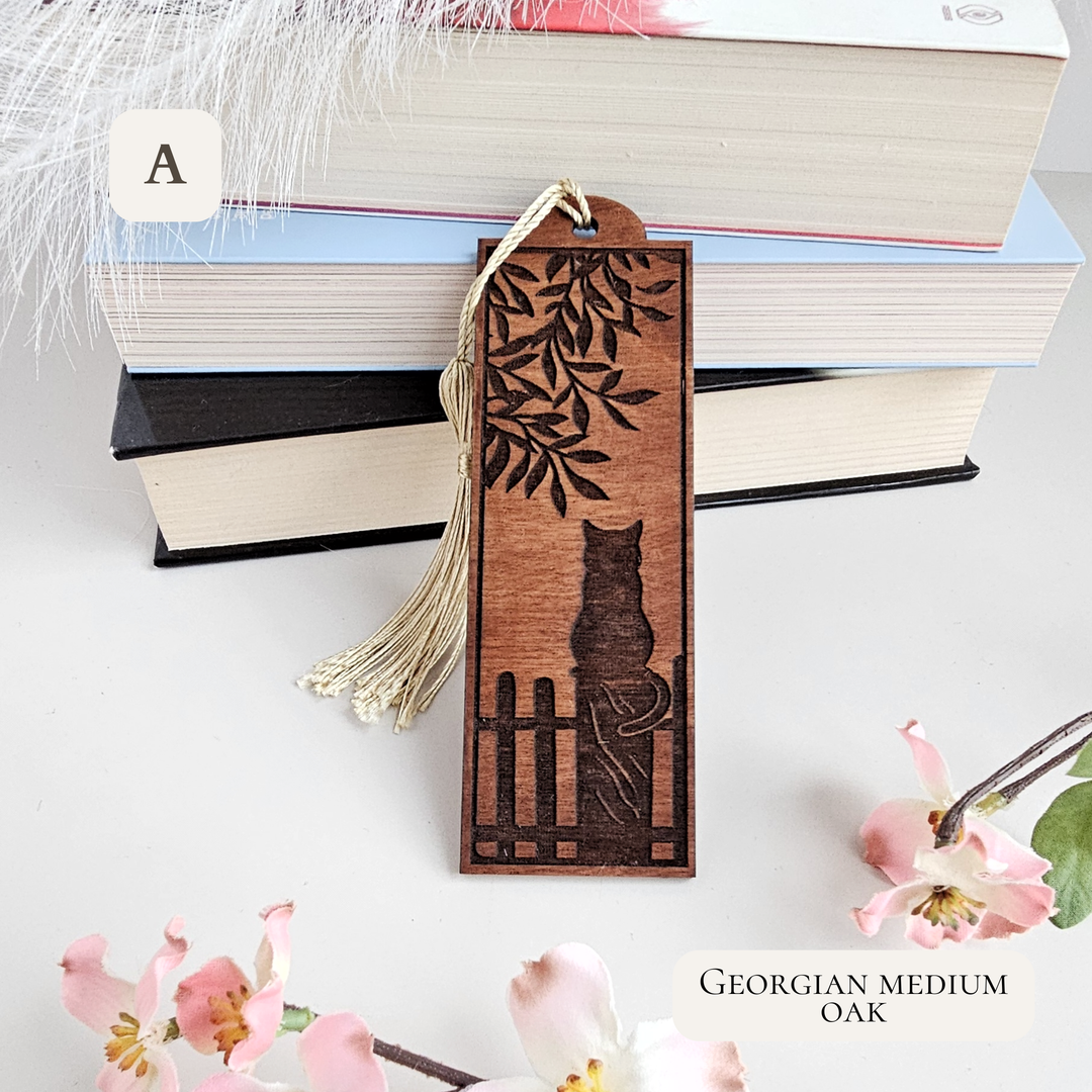 Personalised Wooden Cat Bookmark – Unique Handmade Gift for Readers