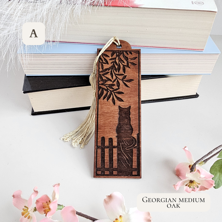 Personalised Wooden Cat Bookmark – Unique Handmade Gift for Readers