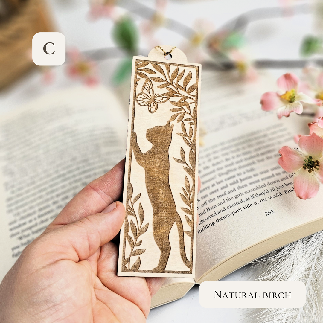 Personalised Wooden Cat Bookmark – Unique Handmade Gift for Readers