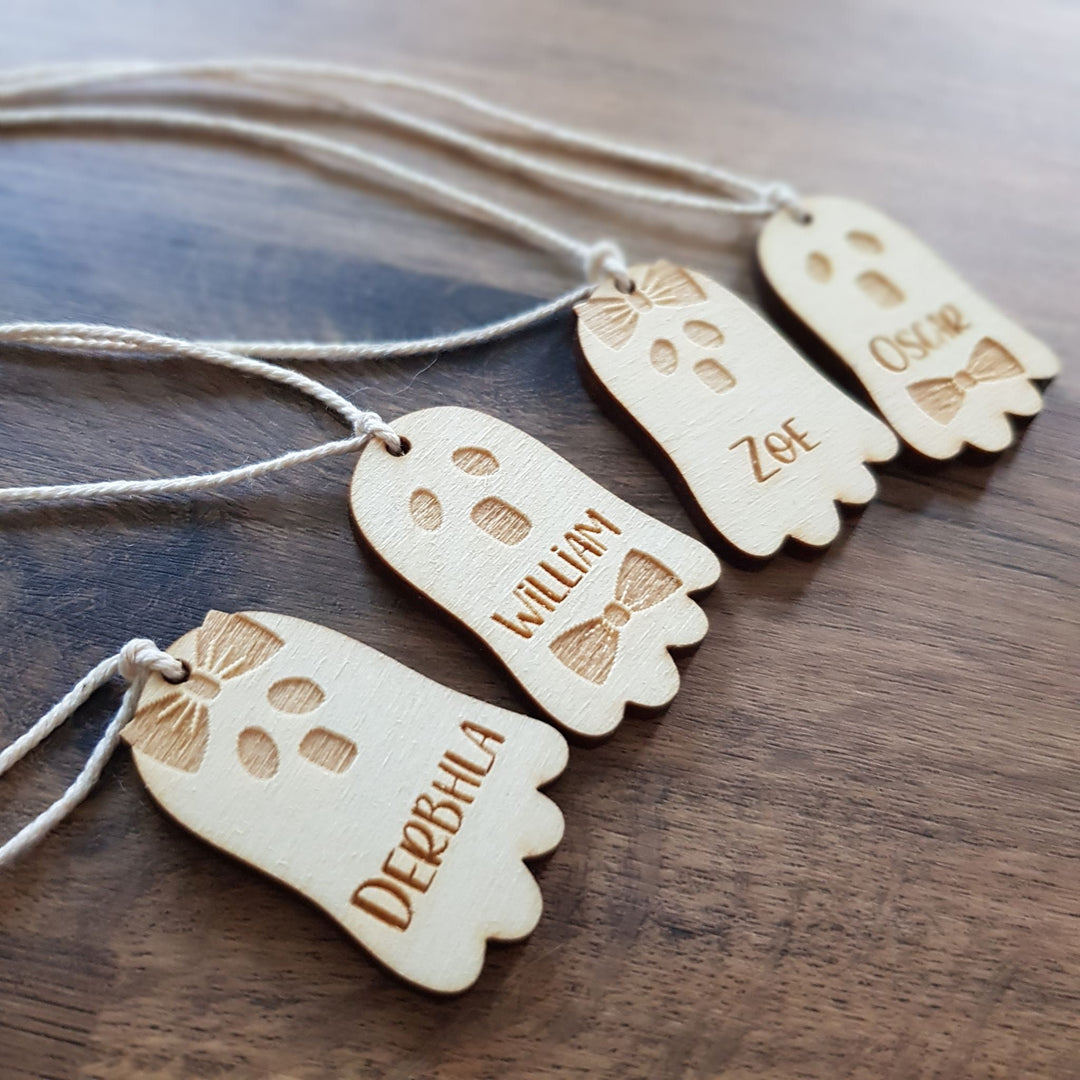 Personalised Halloween Basket Tags - Wooden Keepsake Gift Tags