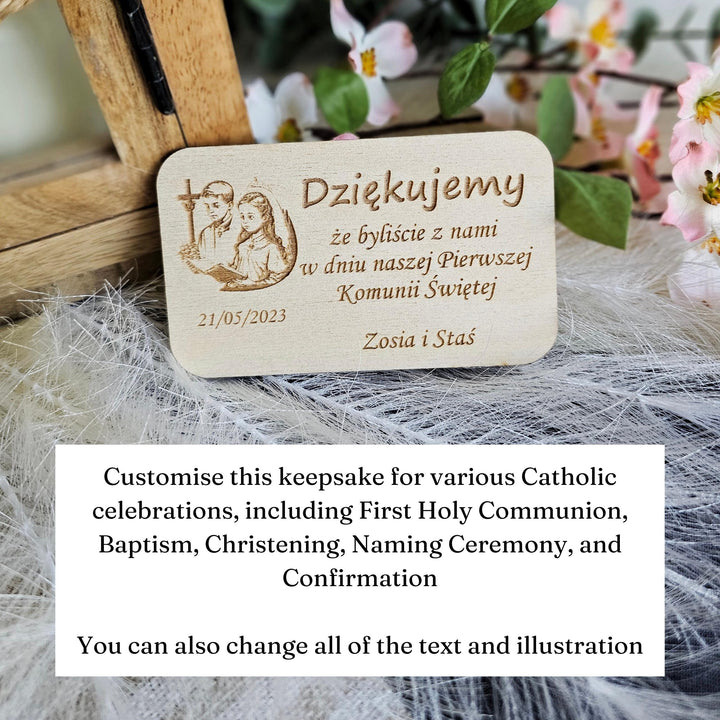 Personalised First Holy Communion Thank you magnet, Baptism Christening Naming Ceremony Confirmation Favours, Wooden Gift Keepsake, Girl&Boy