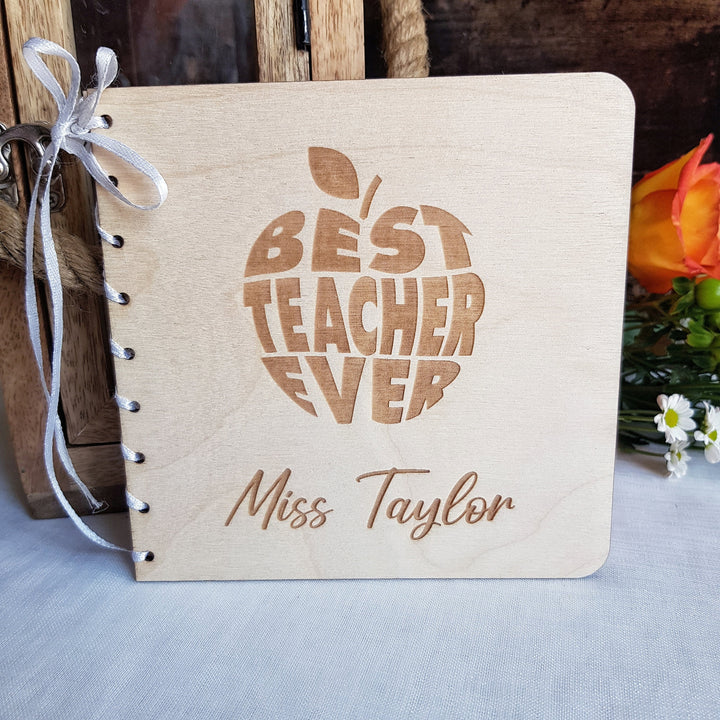 Personalized Best Teacher Ever Card - Custom Wooden Graduation Keepsake for End of Term Thank You