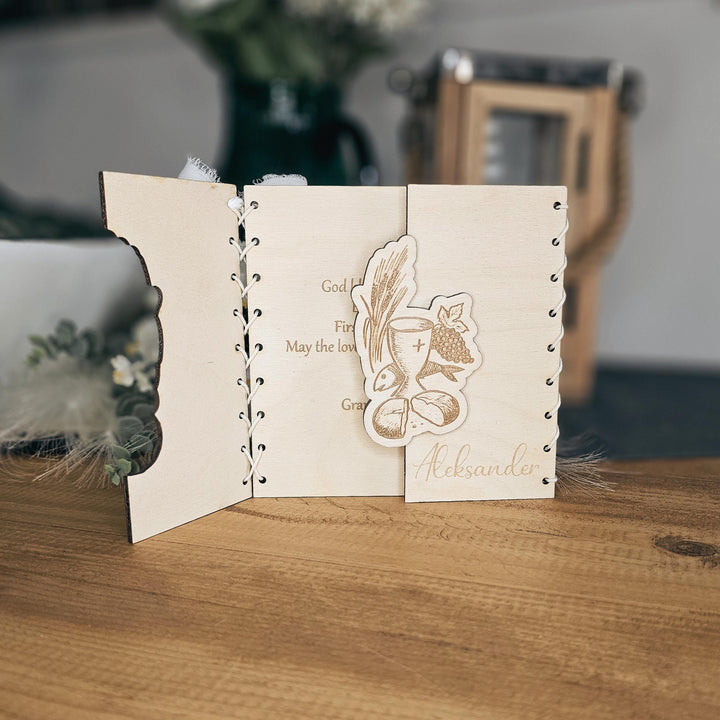 Personalised Wooden First Holy Communion Card Keepsake Gift, Chalice