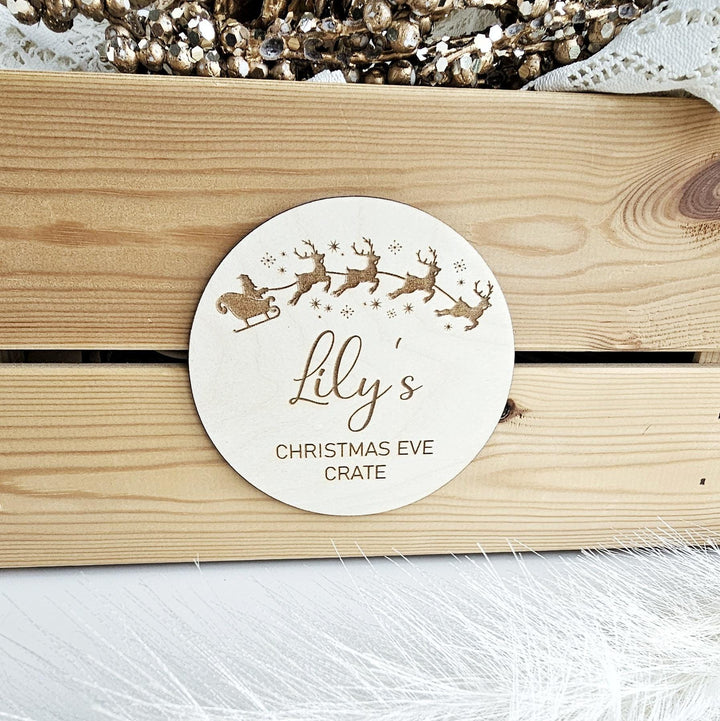 Personalised Christmas Eve Box Label - Babys First Christmas Milestone Disc Photo Prop