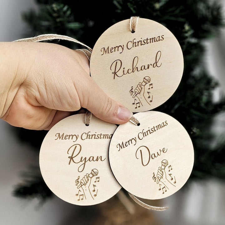 Personalised Wooden Gift Tag: Rustic Keepsake for Singer, Music Lover