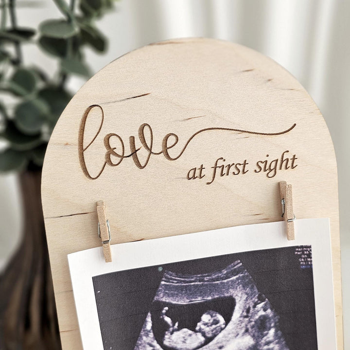 Personalised Pregnancy Sign – Engraved Baby Frame | Wooden Due Date Plaque
