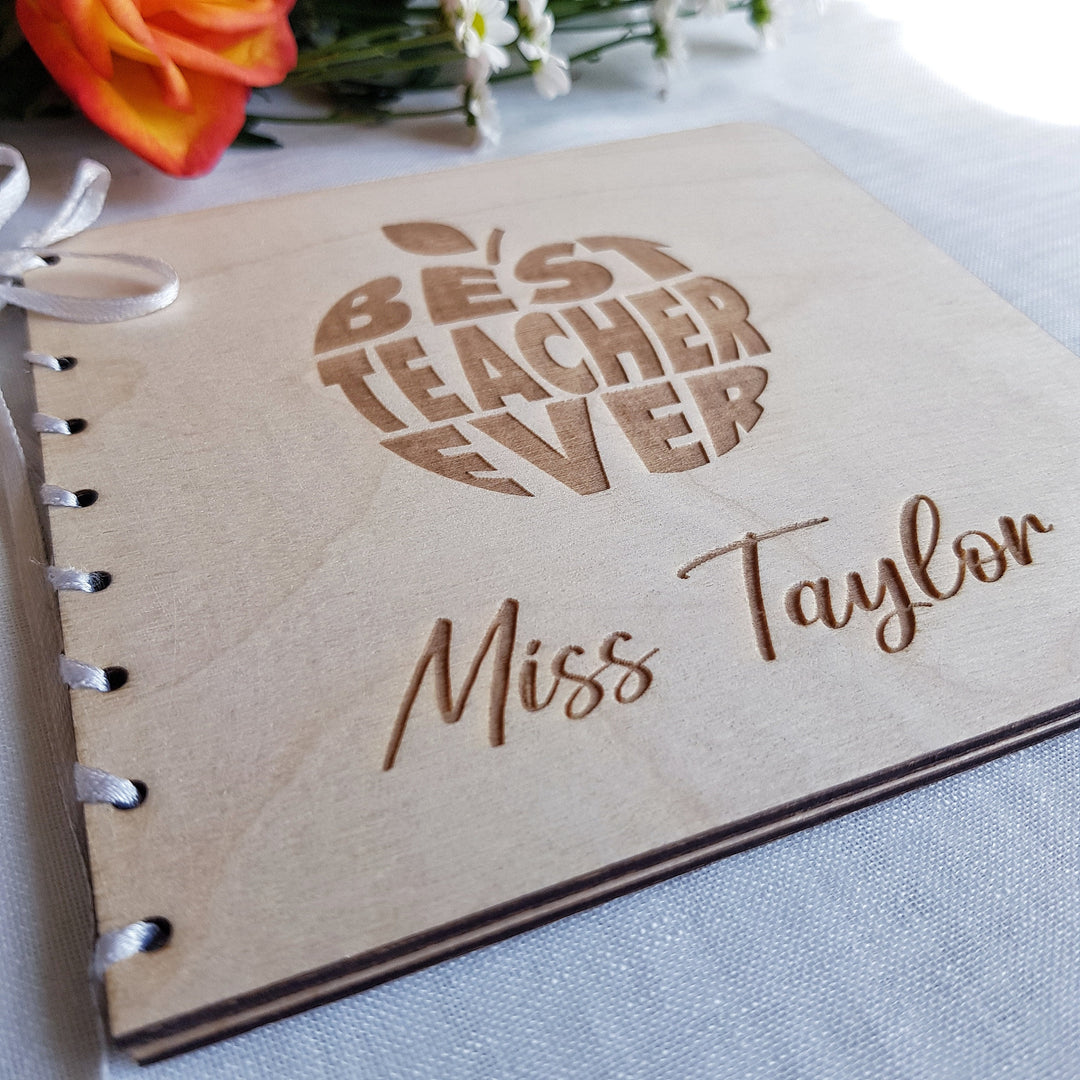 Personalized Best Teacher Ever Card - Custom Wooden Graduation Keepsake for End of Term Thank You