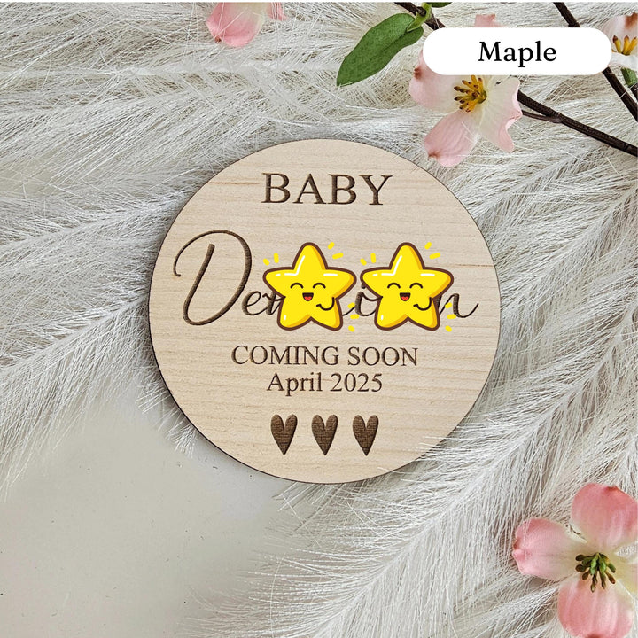 Baby Announcement Plaque – Personalised Wooden Nursery Decor | New Baby Keepsake