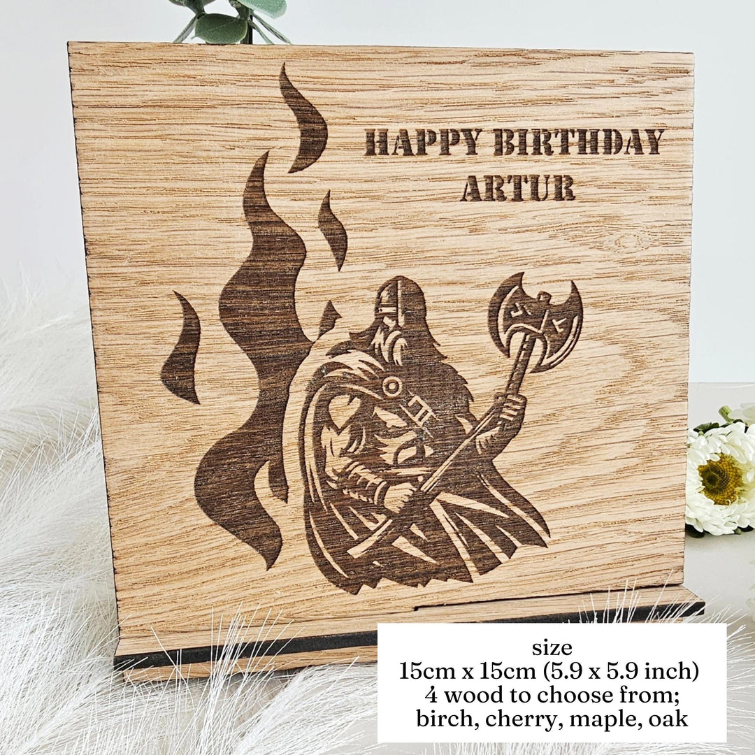 Personalised Wooden Birthday Plaque – Medieval Knight Gift for Him