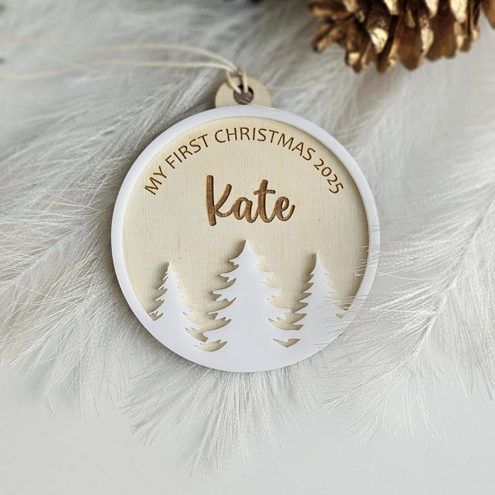 Personalised Baby’s First Christmas Ornament - Wooden Name Keepsake Bauble