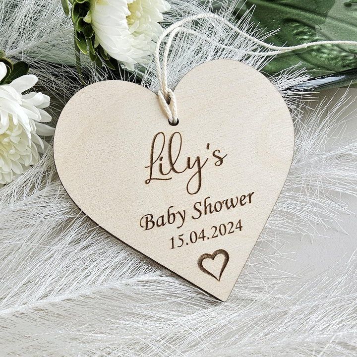Personalised Baby Keepsake – Heart Shaped Wooden Baby Shower Plaque Gift