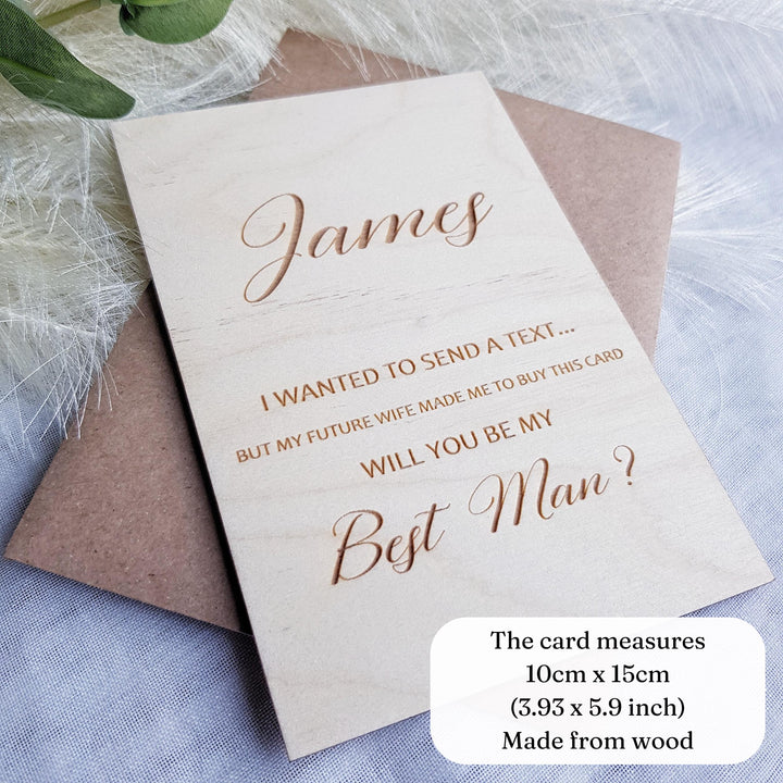 Best Man Wooden Card - Personalised Wedding Proposal Keepsake - Will you be my Usher
