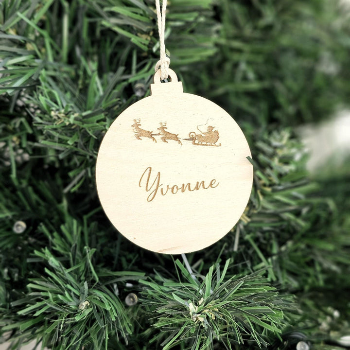 Personalised Engraved Wooden Christmas Bauble - Unique Teacher Student or Coworker Gift - Festive Secret Santa Ornament