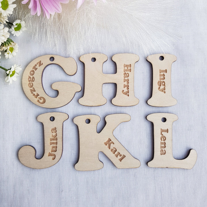 Personalised Letter Name Keyring, Back to School Gift, Stocking Filler, Book Bag Name Tag, Kids Wooden Keychain, Starting School Supplies