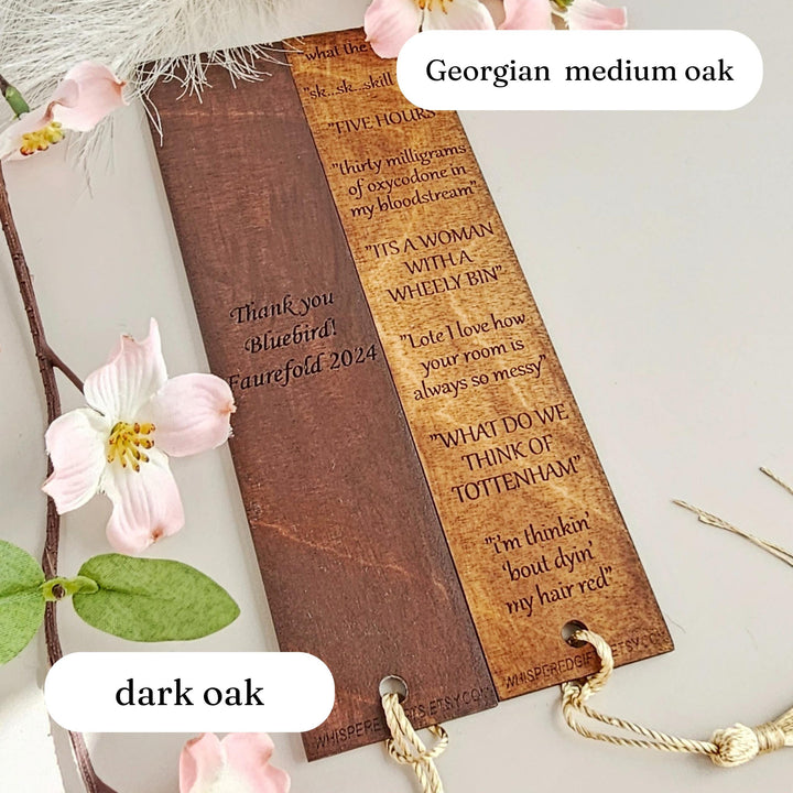 Wooden Solar System Bookmark - Moon  Planets with Mystical Line Art and Customizable Back Message
