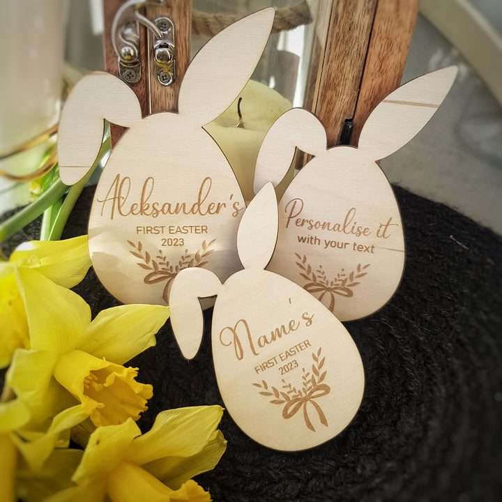 Wooden Baby Announcement First Easter | Milestone Card / Discs Photo Prop Plaque | | Social Media Flat Lay Prop | keepsake