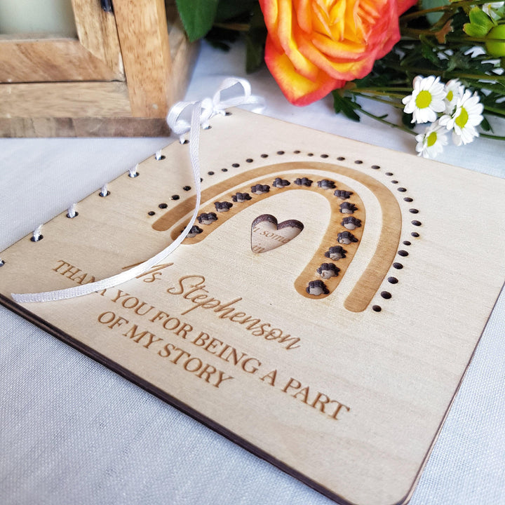 Personalized Wooden Rainbow Card for Teachers - End of School Keepsake Gift