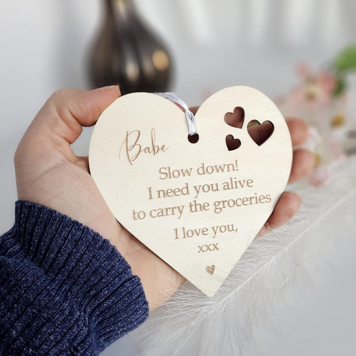 Personalised Wooden Car Mirror Pendant - Valentines Day Gift for Driving Partner