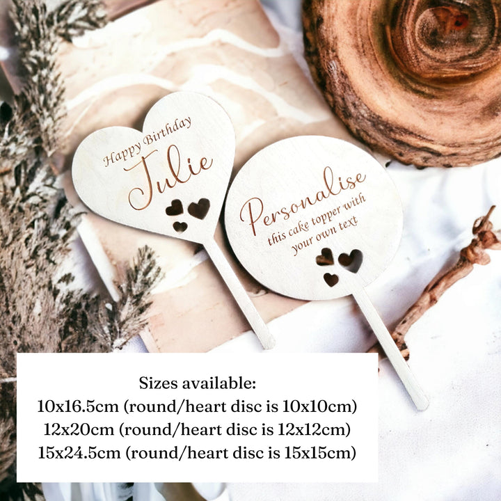 Personalised Cake Topper - Wooden Decoration - Birthday, Weddings, Anniversary, Baptism, First Holy Communion