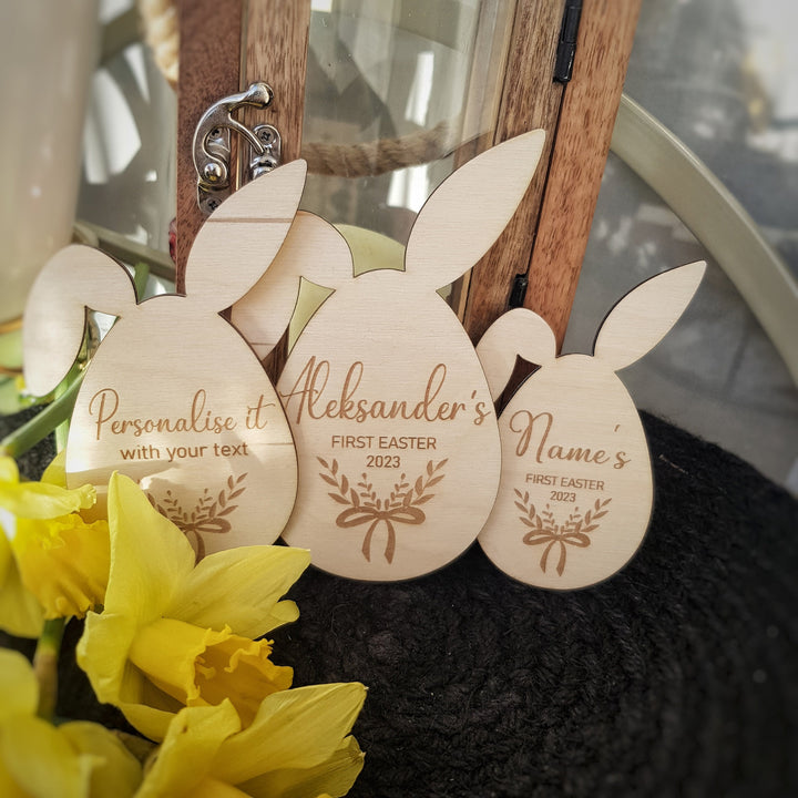 Wooden Baby Announcement First Easter | Milestone Card / Discs Photo Prop Plaque | | Social Media Flat Lay Prop | keepsake