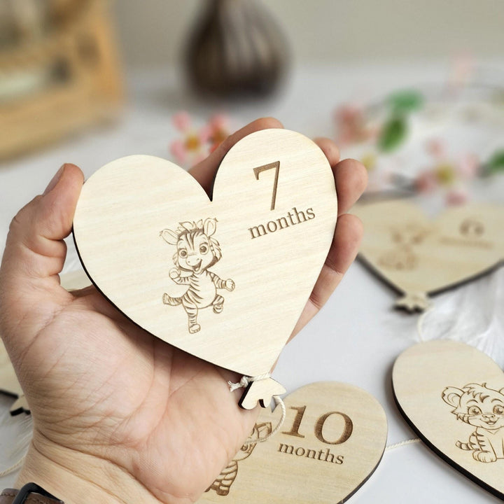 Wooden Baby Milestone Cards 1–12 Months | Baby Photo Props Keepsake
