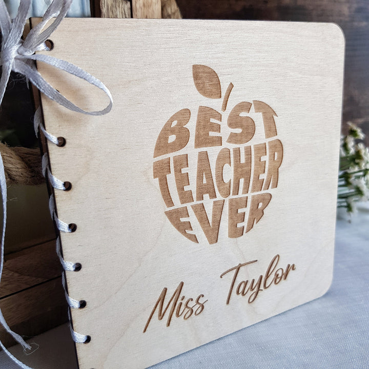Personalized Best Teacher Ever Card - Custom Wooden Graduation Keepsake for End of Term Thank You