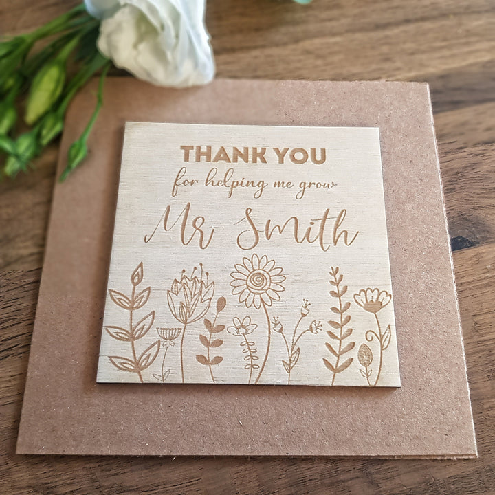 Personalised Wooden Thank You Card for Friend – Floral Keepsake Plaque
