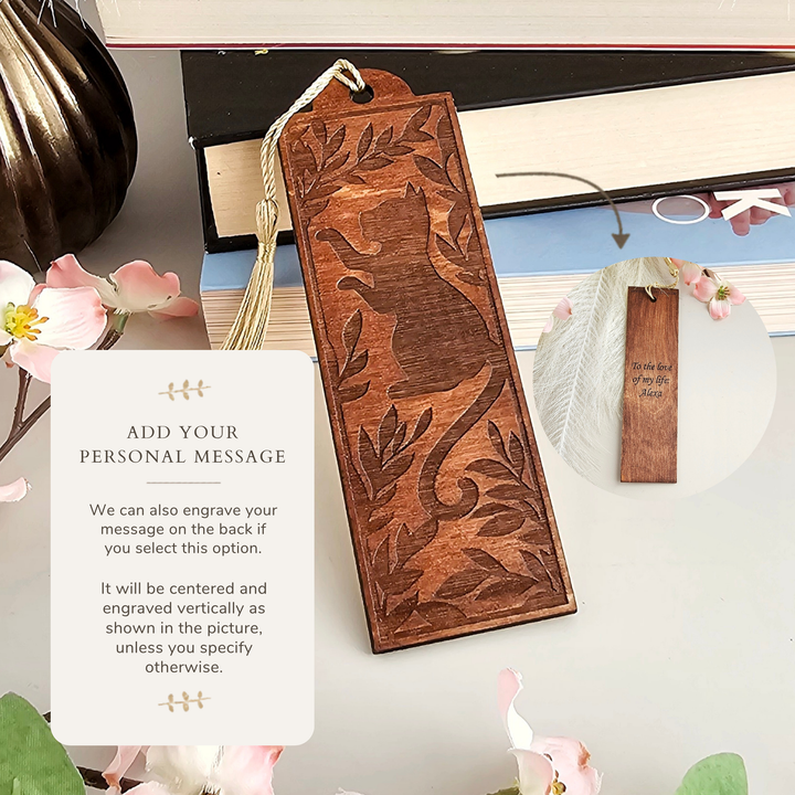 Cat Wooden Bookmark – Personalised Gift for Readers & Cat Lovers
