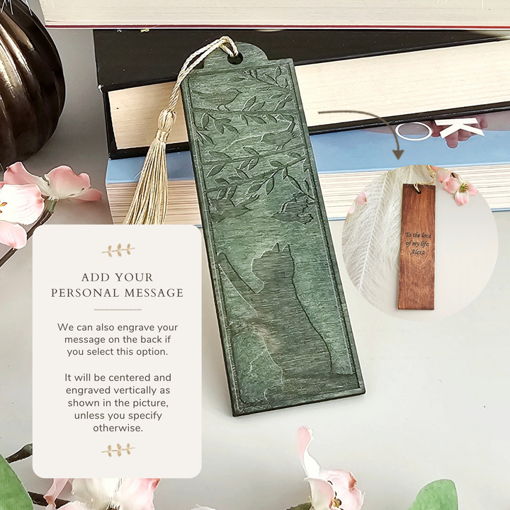Personalised Wooden Cat Bookmark – Unique Handmade Gift for Readers