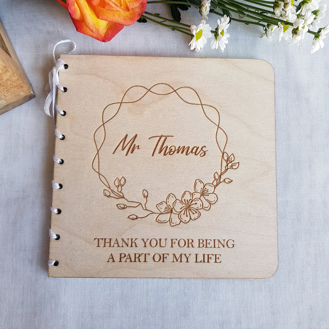 Personalized Wooden Thank You Card - Custom Graduation Keepsake for Teachers Teaching Assistants