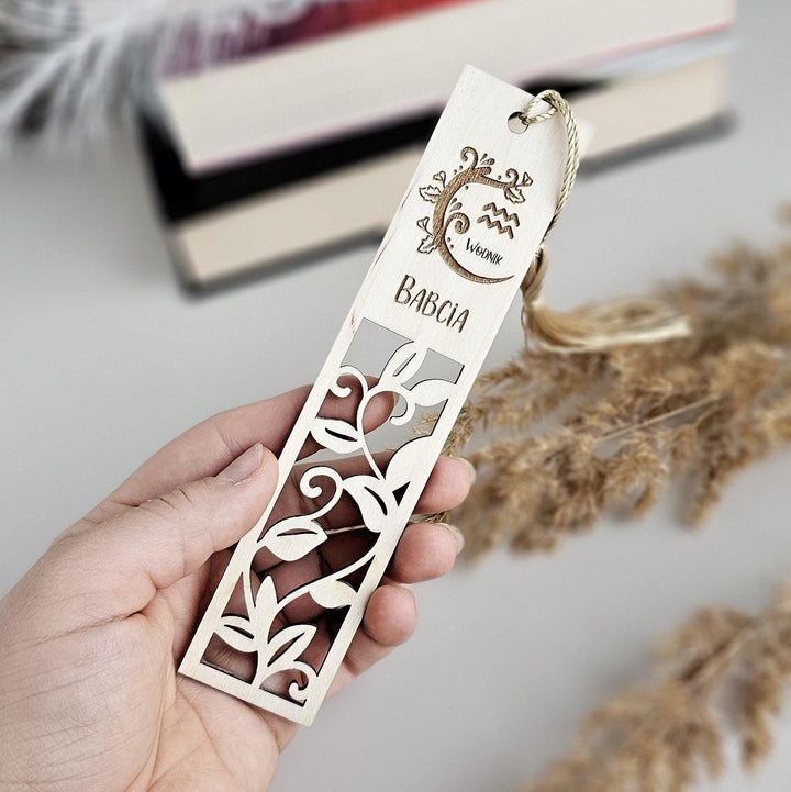 Zodiac Vine Bookmark - Custom Engraved Wooden Gift for Readers