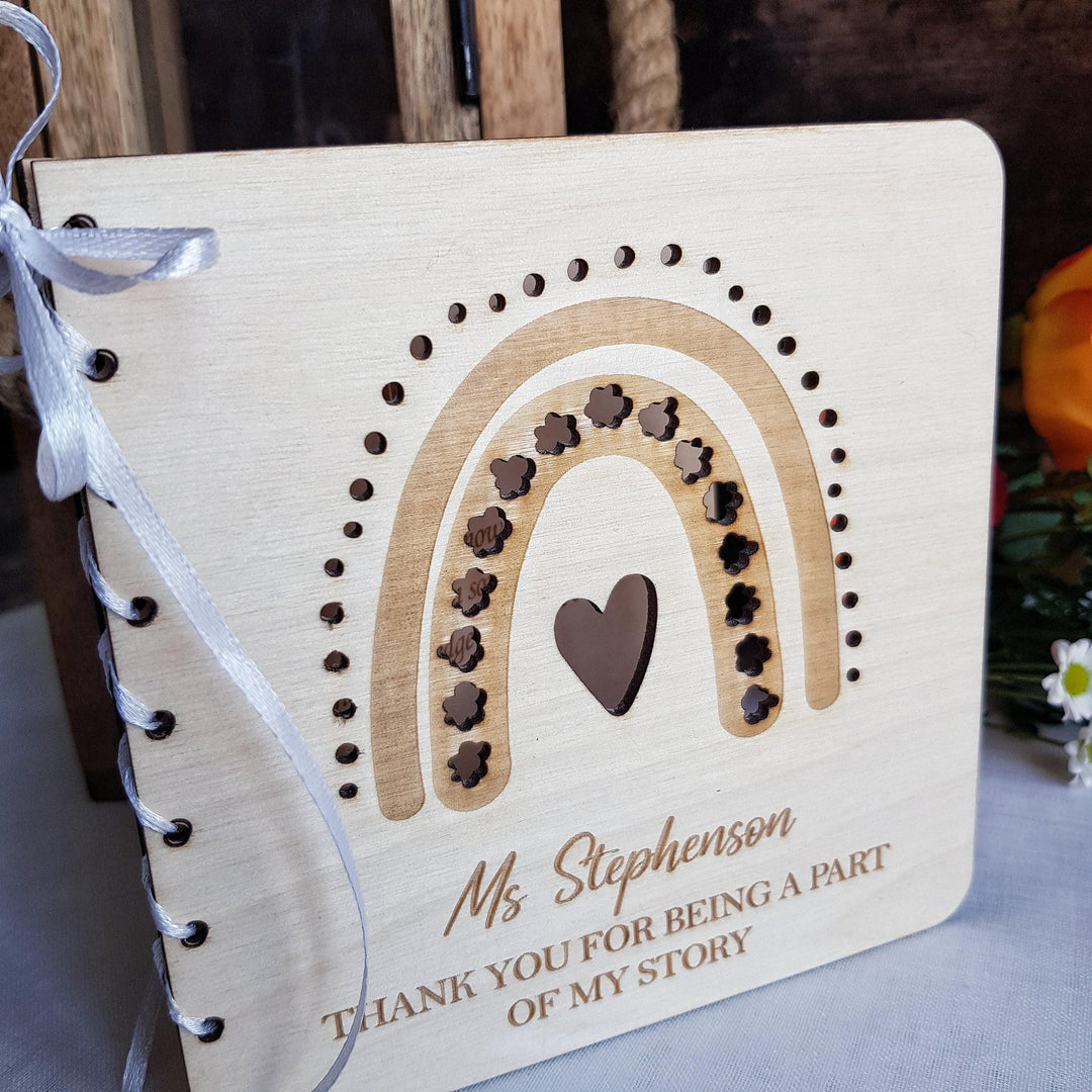 Personalized Wooden Rainbow Card for Teachers - End of School Keepsake Gift