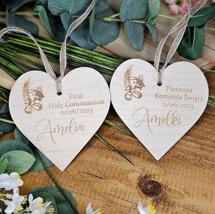 Personalised First Holy Communion Keepsake - Wooden Rustic Gift - Pamiatka Pierwszej Komunii Swietej - Baptism Christening Confirmation