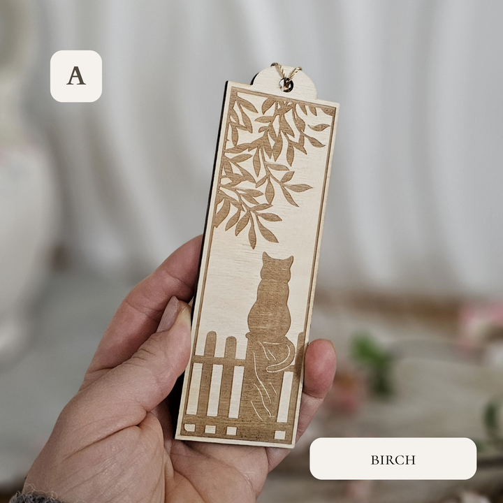 Personalised Wooden Cat Bookmark – Unique Handmade Gift for Readers