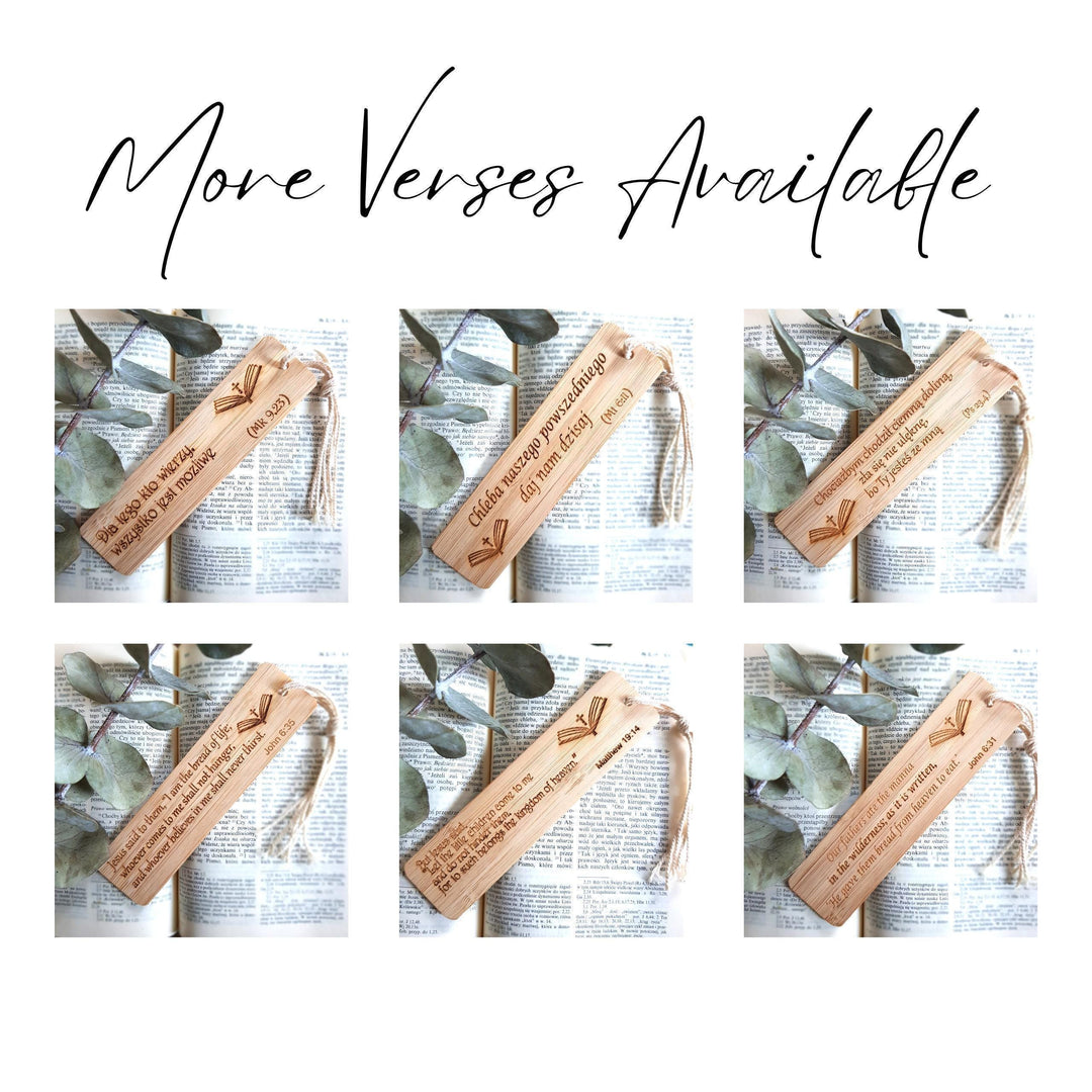 Bookmark Holy Bible Quote - Personalised Wooden Eco-Friendly Bamboo Gift - Chleba naszego...
