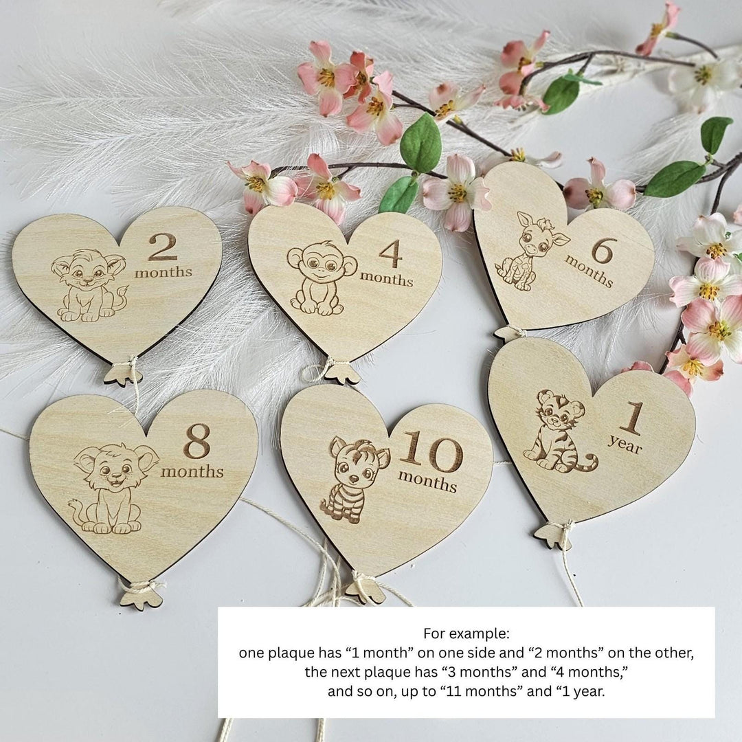 Wooden Baby Milestone Cards 1–12 Months | Baby Photo Props Keepsake