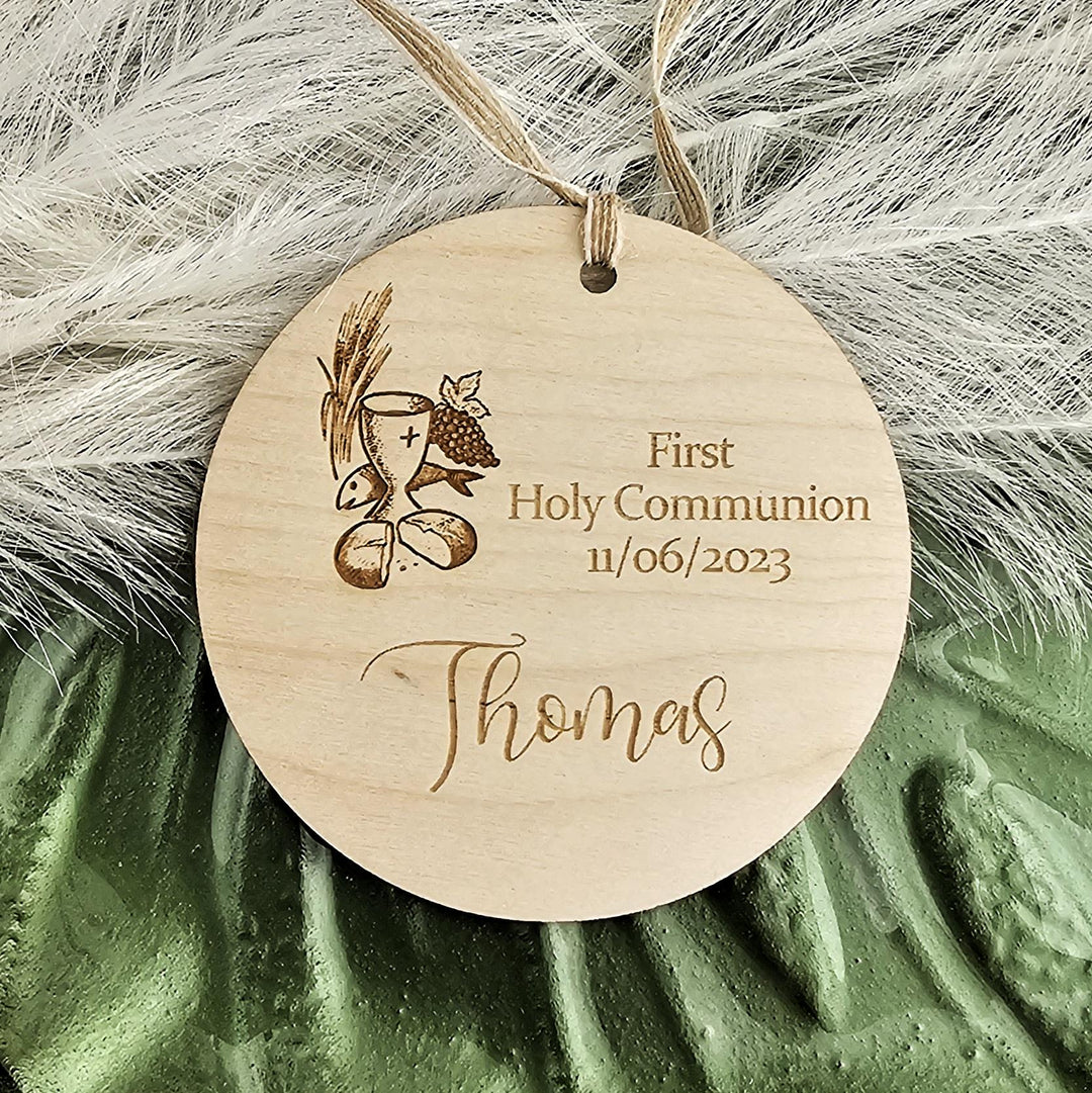 Personalised First Holy Communion Wooden Ornament Keepsake - Motyw Kielicha