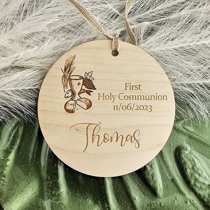 Personalised First Holy Communion Wooden Ornament Keepsake - Motyw Kielicha