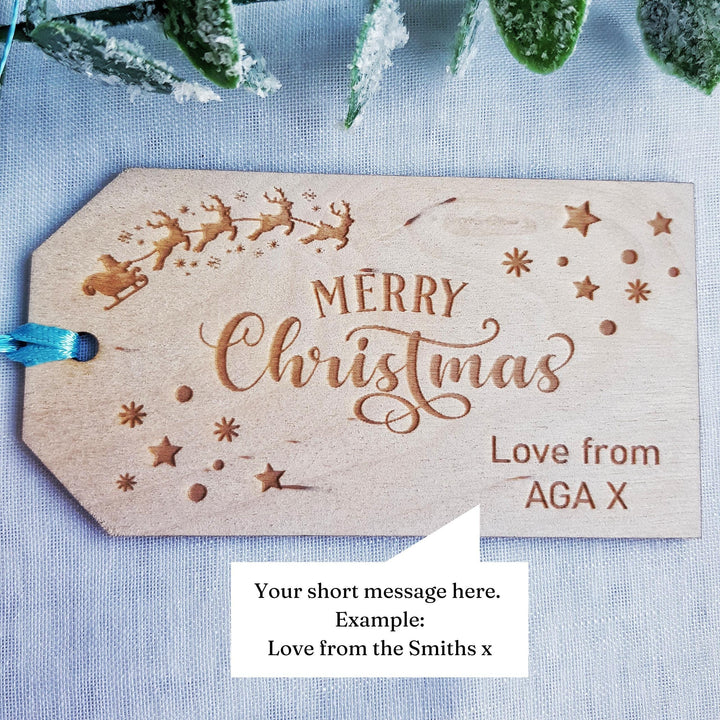 Personalised Wooden Christmas Gift Tags - Merry Christmas Labels