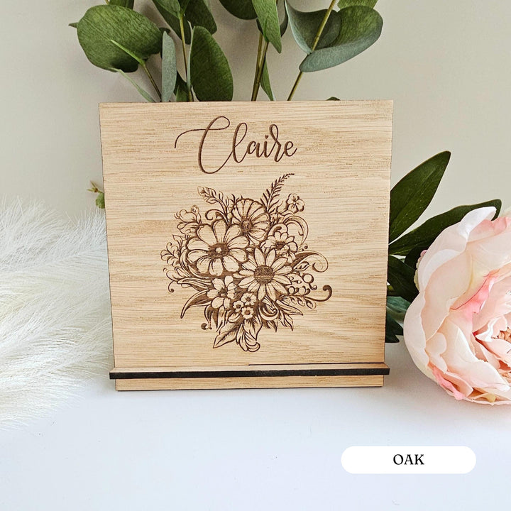 Personalised Wooden Floral Plaque - Rustic Keepsake Gift for Mum Sister Friend or Colleague