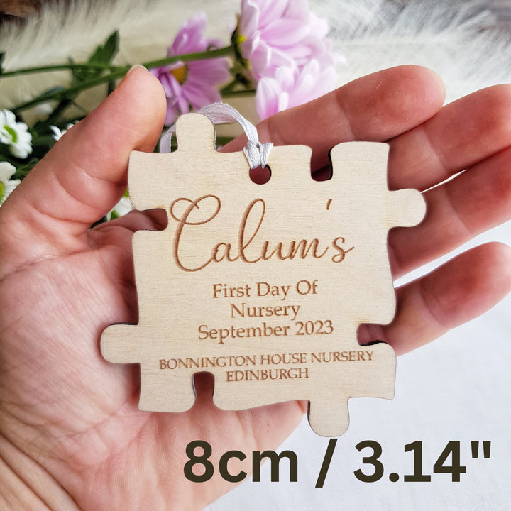 Personalised First Day of School Keepsake - Engraved Wooden Gift Tag Ornament