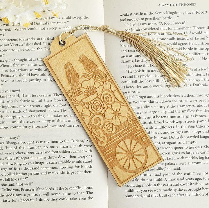 Birds Bookmark - Personalised Engraved Wooden Gift for Book Lovers