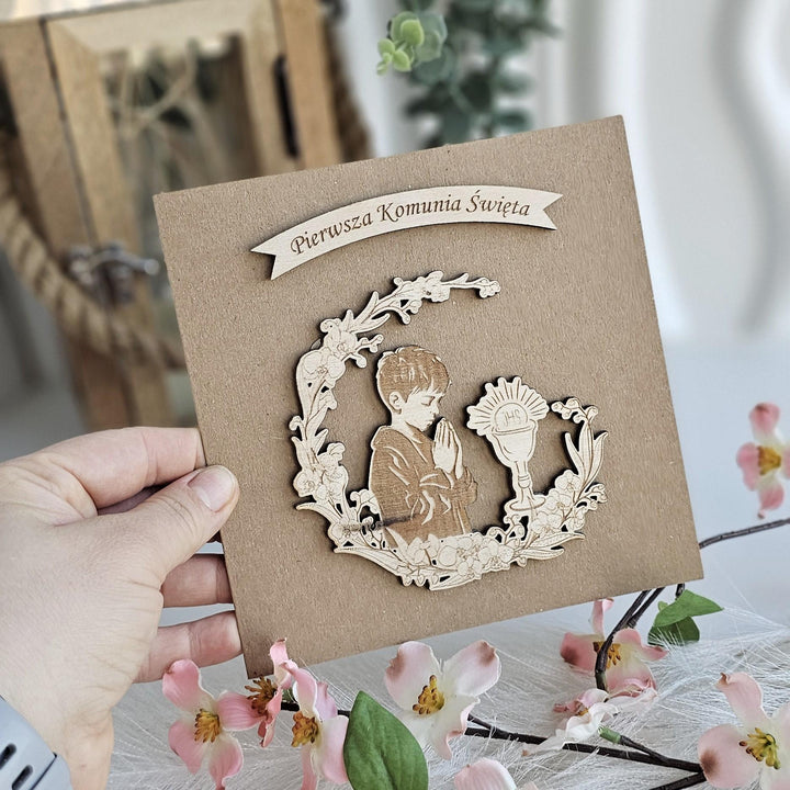 First Holy Communion Card – Eco-Friendly Handmade Gift for Boys