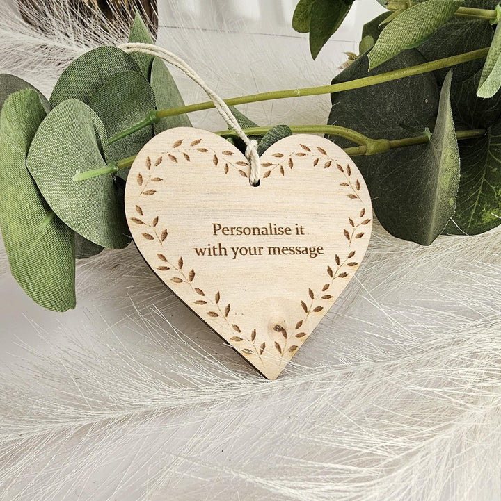 Personalized Rustic Wooden Heart Gift Tag - Laser Cut Keepsake Plaque